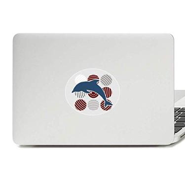 Imagem de Adesivo de notebook com emblema de vinil ilustrado com círculo de golfinho para notebook