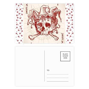 Imagem de Coringa Coringa Coroa Vermelha Esqueleto Cartão Poker Padrão Natal Flor Celebração Cartão Postal Bênção Cartão de Correio