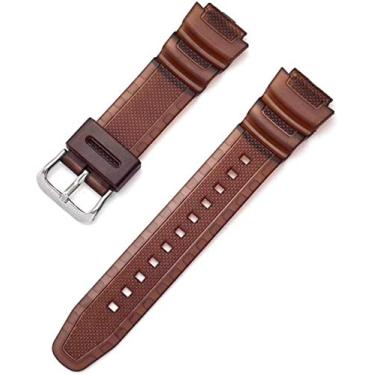 Imagem de JWCN Pulseira de relógio de substituição de poliuretano para pulseira de relógio compatível com Casio AE-1000w AQ-S810W SGW-300H MRW-200H AEQ-110W W-S200H pulseira de substituição marrom