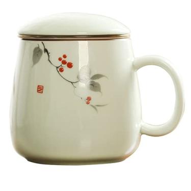 Imagem de PAYNAN 350 ml xícara de chá de cerâmica para separação de chá com filtro para escritório xícara de chá criativa conjunto de chá Kung Fu