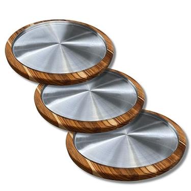 Imagem de Kit 3 Suportes Bandeja com Formas de Alumínio 25cm Para Cortar e Servir Pizza