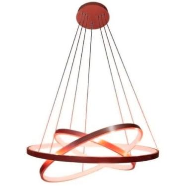 Imagem de Lustre Led Moderno Pendente Anéis Led 89w 3 Arcos Cor Rose Teto 110v/220v - Brinovar