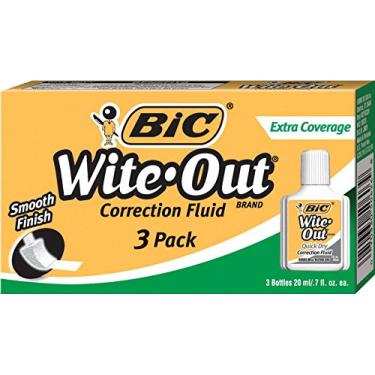 Imagem de BIC Líquido corretivo de cobertura extra da marca Wite-Out, 20 ml, branco, cobre os erros mais difíceis, 3 unidades