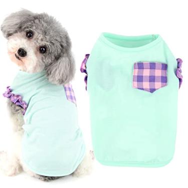 Imagem de Ranphy Camisas para cães pequenos, roupas engraçadas para animais de estimação, colete de cachorro, gato, pulôver, roupas sem mangas, com bolso de treliça, fantasia fofa, regata respirável, camisetas