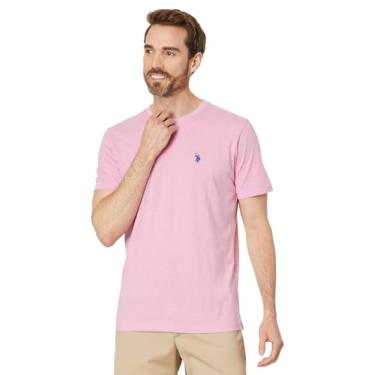 Imagem de U.S. Polo Assn. Camiseta masculina gola redonda pequena pônei, Cali rosa mesclado, P