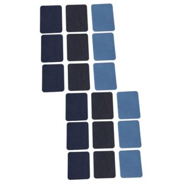 Imagem de Tofficu 24 Peças remendos de apliques jeans calça preta jaqueta azul Decorativo pasta de pano remendo retangular DIY patch para roupas Adesivo camisa fragmento