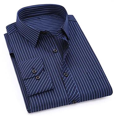 Imagem de Men's Long Sleeve Shirt Stripe Print Casual Slim Fit Large Size Business Dress Shirt Button Shirt (Color : 2106, Size : Asian M Label 39)