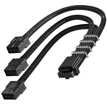 Imagem de AsiaHorse Extensão de cabo PSU PCI-e 5.0 12VHPWR de 16AWG, 600 W 12 + 4 pinos macho para PCIE 3 x 8 pinos (6+2) fêmea extensão para PC RTX 3090Ti/4070Ti/4080/4090, 30 cm