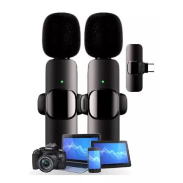 Imagem de Microfone Lapela Duplo p/Celular Sem Fio Wireless Universal (Android (Tipo C))