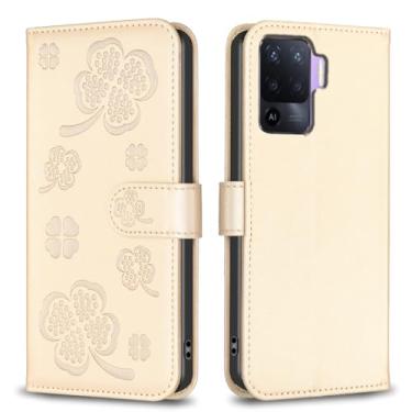 Imagem de Para Oppo A76, capa carteira com 3 cartões e 1 compartimento para dinheiro, capa de telefone flip de couro PU à prova de choque compatível com Oppo A76 4G 16.7 cm (dourado)