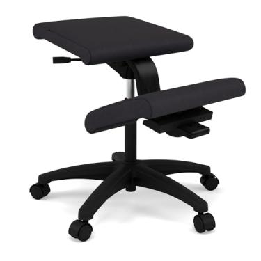 Imagem de Varier Cadeira ergonômica de joelho com rodas, base giratória e altura ajustável, tecido Black Revive, adequada para escritório em casa e escritório