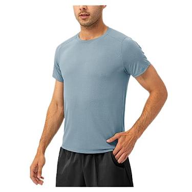 Imagem de Camiseta atlética masculina de manga curta, respirável, gola redonda, secagem rápida, macia, elástica, Cor 1, XXG