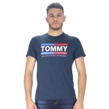 Imagem de Camiseta Tommy Jeans Masculina American Original Stripes Azul Marinho-Masculino