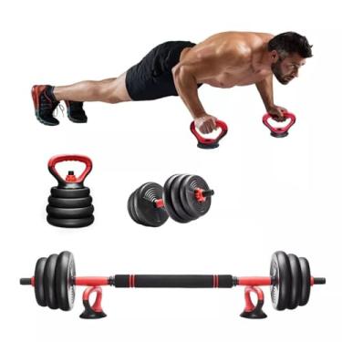 Imagem de Halteres Academia Em Casa Kit Anilhas e Barras Ajustáveis Treino15Kg Fitness Gym Levantamento De Peso Musculação Exercícios Crossfit Treino PREMIUM