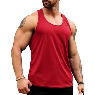Imagem de Babioboa Camiseta regata masculina de malha de secagem rápida musculação camiseta sem mangas Y-Back Workout Sports Fitness, Vermelho, XXG