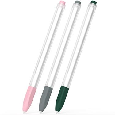 Imagem de JOOSKO Pacote com 3 capas compatíveis com Samsung Galaxy Tab S7/S7+/S7 FE/S8/S8+/S8 Ultra/S9/S9+/S9 Ultra Pencil Case S Pen, design clássico, capa protetora de silicone (rosa, cinza, verde escuro)