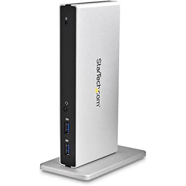 Imagem de Estação de ancoragem USB 3.0 com monitor duplo StarTech.com com adaptadores DVI para VGA e HDMI, 5x USB 3.0 e áudio – base DVI vertical para Mac e Windows (USB3SDOCKDD)