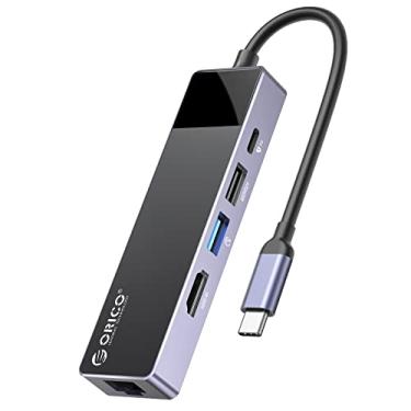 Imagem de Hub USB C, estação de ancoragem para MacBook ORICO 5 em 1, adaptador multiportas com PD 60W, HDMI 4K a 30 Hz, USB-A3.0 × 1, USB-A2 .0×1, RJ45×1 compatível com notebooks Dell/Surface/HP/Lenovo