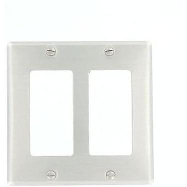 Imagem de Leviton 83409 2 entradas Decora/GFCI Device Decora Wallplate, Alumínio, Montagem de Dispositivo, Alumínio