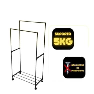 Imagem de Arara Dupla Desmontável com Rodinha até 5kg Fácil de Montar