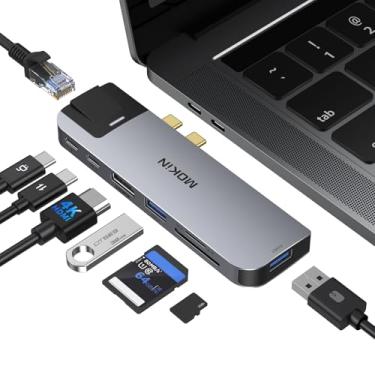 Imagem de MOKiN Hub adaptador USB C multiportas Mac Dongle para MacBook Pro/Air com porta HDMI 4K, Gigabit Ethernet, 2 USB, leitor de cartão TF/SD, USB-C 100W PD e Thunderbolt 3