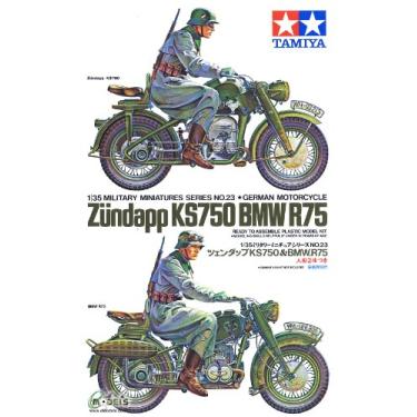 Imagem de TAMIYA - Kit de Montagem de Motocicletas BMW R.75 e Zundapp KS750 - 2 Figuras - 1/35 - Hobbyonline