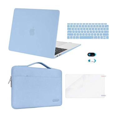 Imagem de MOSISO Compatível com MacBook Air de 13 polegadas, capa M1 Chip 2021, 2020, 2019, 2018, versão A2337, A2179, A1932, tela retina, capa rígida de plástico, bolsa, película de teclado, capa de webcam e