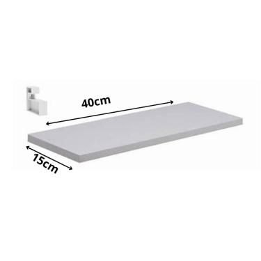 Imagem de Prateleira de Madeira Branca 1,2x15x40cm com Suporte Branco