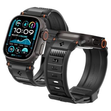 Imagem de Spigen Rugged Ultra Pulseira TPU Durável para Apple Watch Ultra 3/2/1 49mm, Series 11/10 46mm, 9/8/7 45mm, SE3/SE2/SE/6/5/4 44mm, 3/2/1 42mm - Preto Fosco