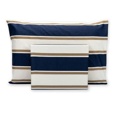 Imagem de Jogo De Cama Lençol Solteiro Kit 2 Peças C/Elástico 180 Fios Percal Estampado (Montreal)