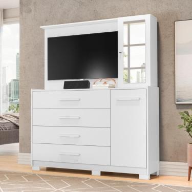 Imagem de Cômoda Veneza Branco com Espelho e Painel para TVs