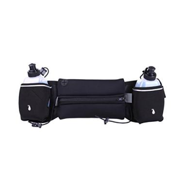 Imagem de Elonglin Cinto de corrida de hidratação ajustável + 2 bolsas de corrida para garrafa de água, cinto para smartphone, celular, tamanho abaixo de 15 cm, maratona, fitness, corrida, ciclismo, viagem,