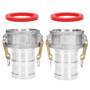 Imagem de DERPIPE Alumínio PartC Camlock Fitting – 10 cm trava de came fêmea x 10 cm haste de mangueira tipo C ranhura mangueira adaptador de desconexão rápida (pacote com 2)