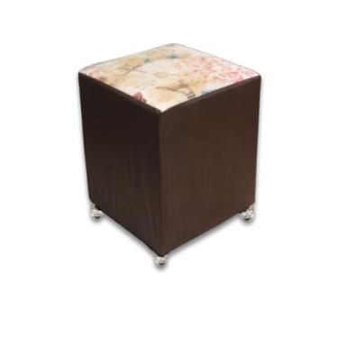 Imagem de Puff Quadrado Banqueta Com Rodinhas Rodizio Decoração Eventos Conforto (Marrom Assento Paris)