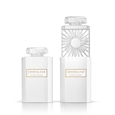 Imagem de LIGHTDESIRE Ventilador portátil com pedras de cristal, mini ventilador pessoal silencioso retrátil, ventilador portátil de resfriamento recarregável, modo de 3 velocidades, ventiladores pequenos para