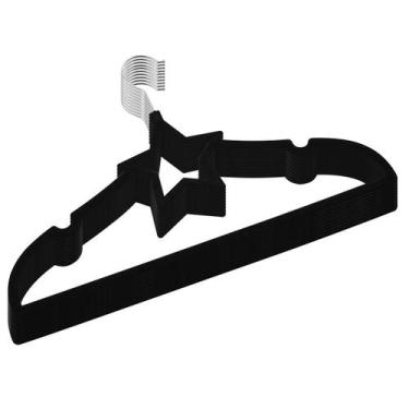 Imagem de Kit 50 Cabides Veludo preto Antideslizantes Formato Estrela - ARBORETH