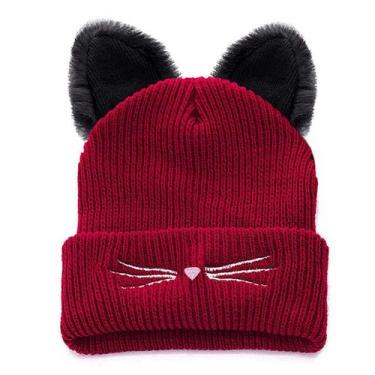 Imagem de Gorro feminino Da Moda Com Orelhas De Gato Malha Acrílica - ElaShopp