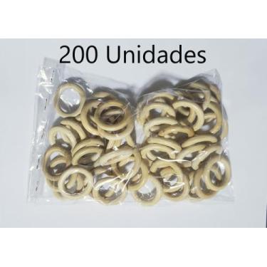 Imagem de Argola de Madeira 40 mm para Artesanato Cor Marfim Natural, 200 UNIDAD