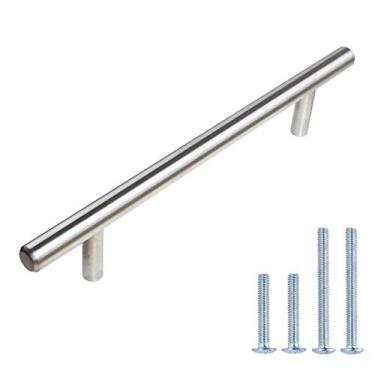 Imagem de Puxador de armário de aço inoxidável estilo slim moderno barra europeu, 12,7 cm centro, 3/8" de diâmetro, 100 peças