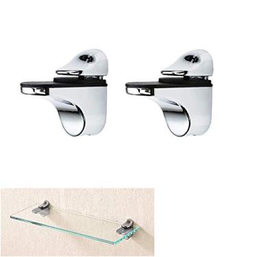 Imagem de Braçadeira de vidro, 2 unidades de suporte de prateleira de vidro de liga de zinco brilhante ajustável de metal, suporte de grampo de vidro de boca de peixe para suporte de parede para vidro espesso