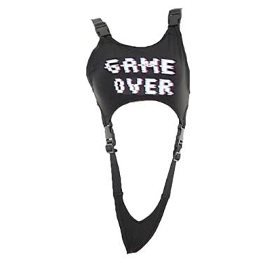 Imagem de JasmyGirls Lingerie cosplay anime biquíni fantasia gótica fivela cropped top rave roupa sexy jogo sobre body punk estilingue, Preto, Small-Medium