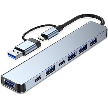 Imagem de VIENON Hub USB C e USB 7 em 1 de alumínio com USB 3.0, portas USB-C para PC/notebooks/MacBook Pro/Air/iMac/iPad e mais dispositivos