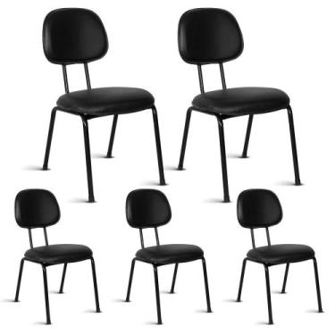 Imagem de Cadeira Ágata Secretária Pé Palito L Duplo Kit 05 Material Sintético P