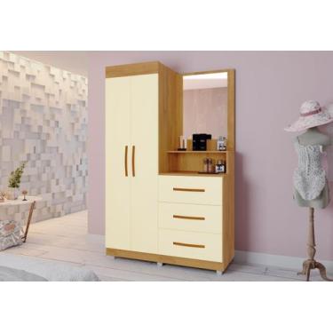 Imagem de kit Roupeiro cômoda penteadeira Onix Mel/Perola - Móveis Primus