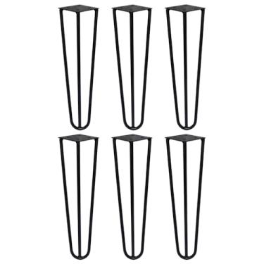 Imagem de Kit 6 Pés de Metal 25 CM Hairpin Legs Mesas de Centro Puffs Preto G41