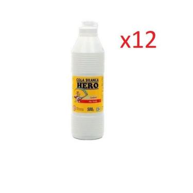 Imagem de Cola Branca Escolar 500gr - Marca Hero - Kit 12 frascos - Lynx produçõ