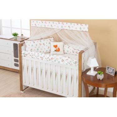 Imagem de Kit enxoval para berço americano modelo meia trança raposinha bege - M