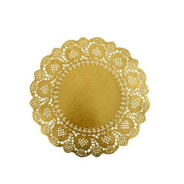 Imagem de Doilies toalha de papel rendado Redondo 34,5cm Dourado 52un - TodaTrec