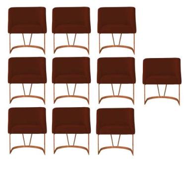 Imagem de Kit 10 Poltrona Cadeira Aurora Luxo Confort Industrial Ferro Bronze Ve