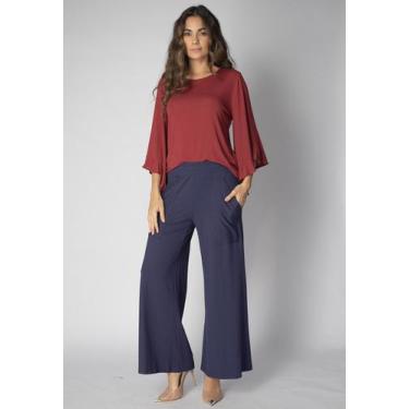 Imagem de Calça Pantalona Goti Malha com Bolso Azul Marinho - Amazonia Vital